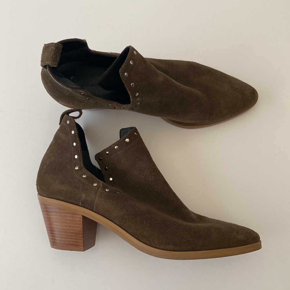 Rebecca Minkoff Lana studded cutout booties women’s 10 EUC brown